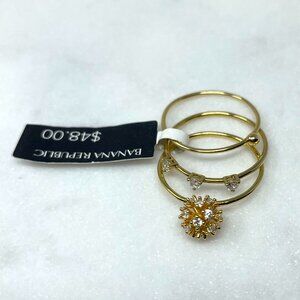 Banana Republic NWT Set of 3 Separate Gold Fireball Stack Rings, Size 7